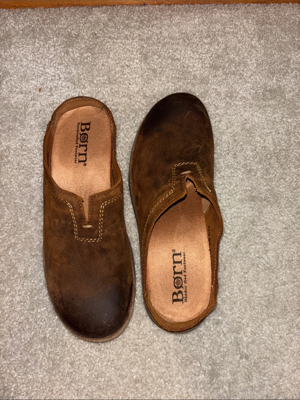 Born Chestnut Brown Suede Slip-On Clogs